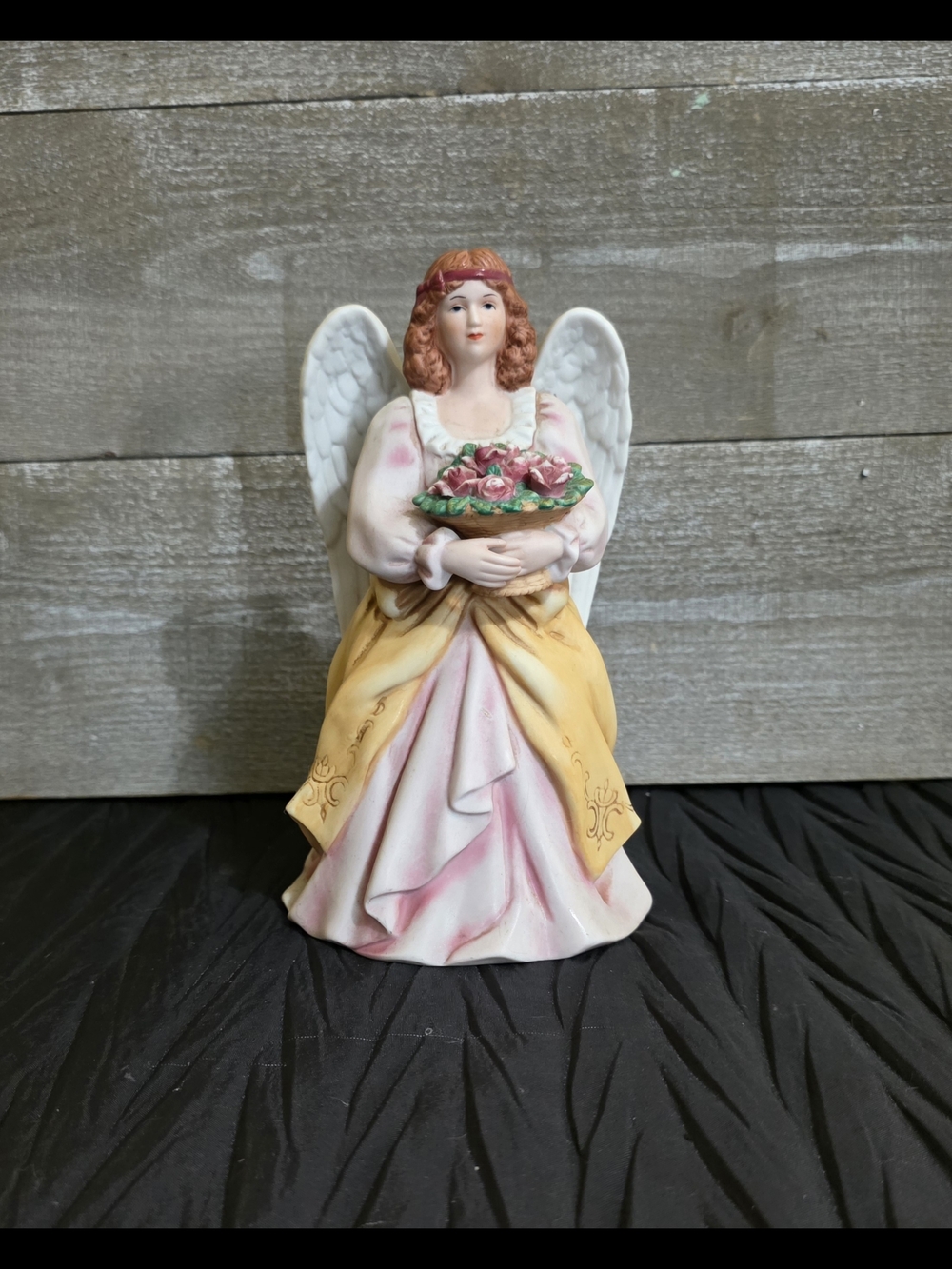 Homco Angel Figurine in White, Pink, Yellow. #8806